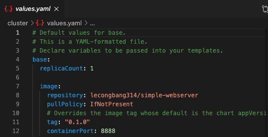 values yaml